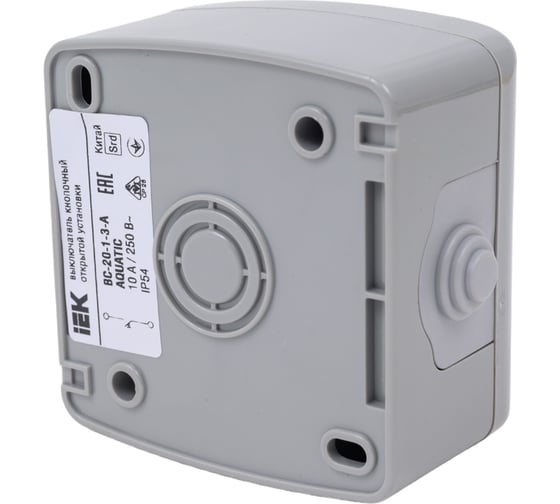 Кнопочный выключатель IEK ВС-20-1-3-A, открытой установки, 10А, IP54, AQUATIC EVA14-K03-10-54