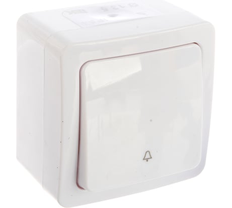 Одноклавишный кнопочный выключатель IEK ВСк20-1-0-ГПБ, открытой установки, IP54, цвет клавиш белый, ГЕРМЕС PLUS EVMP13-K01-10-54-EC