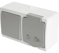 Блок розетка 1-местная с заземлением 16 А + 1-клавишный однополюсной выключатель 10 А STEKKER 250В 49728