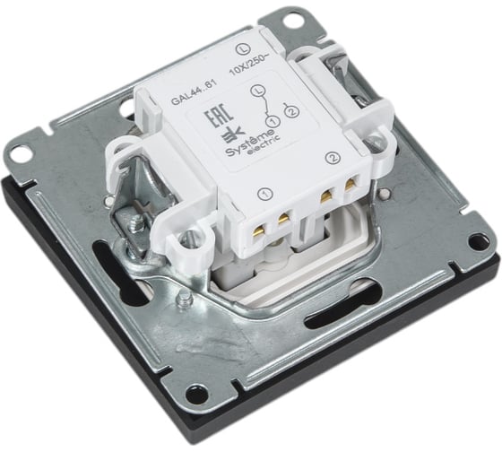 Переключатель Systeme Electric ArtGallery Aqua Карбон 1-клавишный, IP44, 10АХ, механизм GAL441061