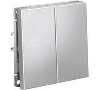 Механизм 2-клавишного выключателя Systeme Electric ArtGallery Алюминий кнопочный, сх.2, 10А GAL000317