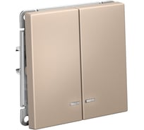 Механизм 2-клавишного выключателя Systeme Electric ArtGallery Песочный с подсветкой, сх.5а, 10АХ GAL001253