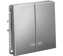 Выключатель с подсветкой 2-клавишный ArtGallery Systeme Electric 10 АХ, механизм, Сталь GAL000953