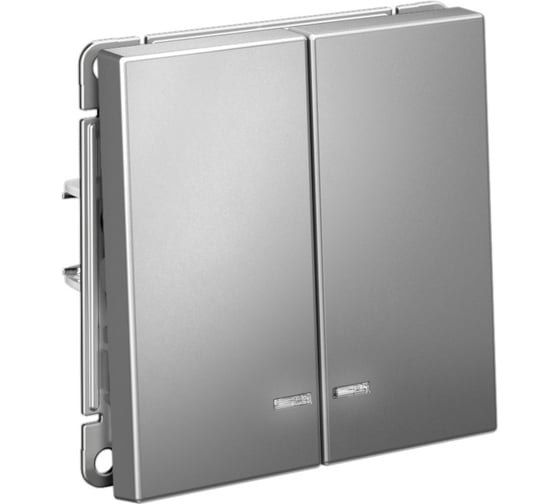 Выключатель с подсветкой 2-клавишный ArtGallery Systeme Electric 10 АХ, механизм, Сталь GAL000953