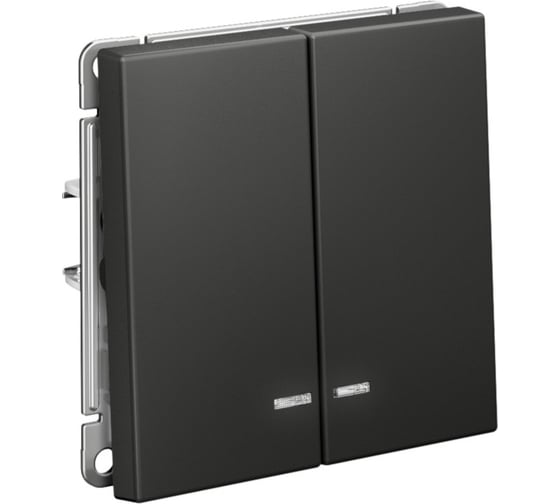 Выключатель с подсветкой 2-клавишный ArtGallery Systeme Electric 10 АХ, механизм, Базальт GAL001453