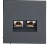 Розетка двойная компьютерная Systeme Electric ArtGallery Базальт RJ45+RJ45, кат.6А, механизм GAL001488