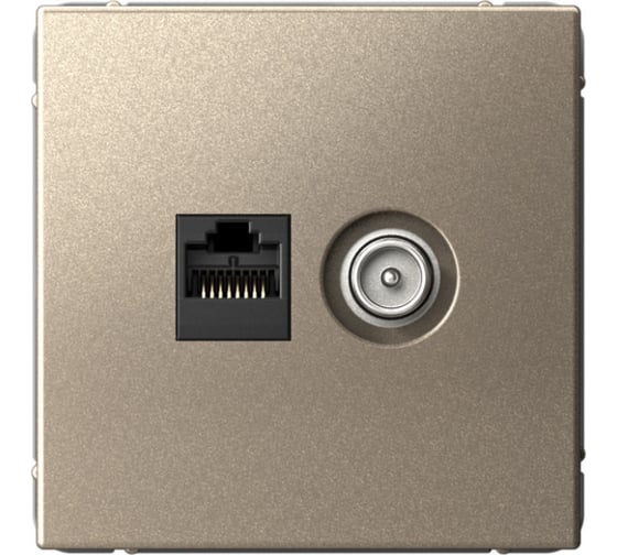 Розетка двойная ТВ + компьютерная Systeme Electric ArtGallery Шампань RJ45, кат. 5Е GAL000589