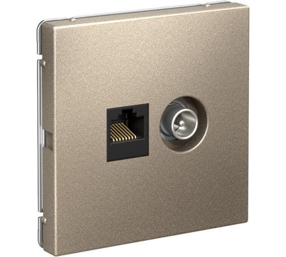 Розетка двойная ТВ + компьютерная Systeme Electric ArtGallery Шампань RJ45, кат. 5Е GAL000589