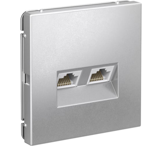 Розетка двойная компьютерная Systeme Electric ArtGallery Алюминий RJ45+RJ45, кат.6А, механизм GAL000388
