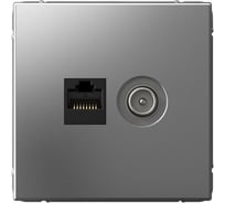 Розетка двойная ТВ + компьютерная Systeme Electric ArtGallery Сталь RJ45, кат. 5Е GAL000989