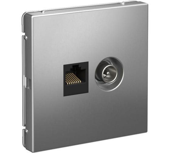 Розетка двойная ТВ + компьютерная Systeme Electric ArtGallery Сталь RJ45, кат. 5Е GAL000989