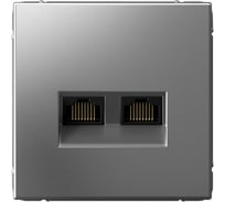 Розетка двойная компьютерная Systeme Electric ArtGallery Сталь RJ45+RJ45, кат.6А, механизм GAL000988