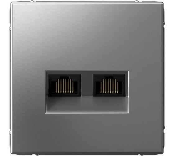 Розетка двойная компьютерная Systeme Electric ArtGallery Сталь RJ45+RJ45, кат.6А, механизм GAL000988