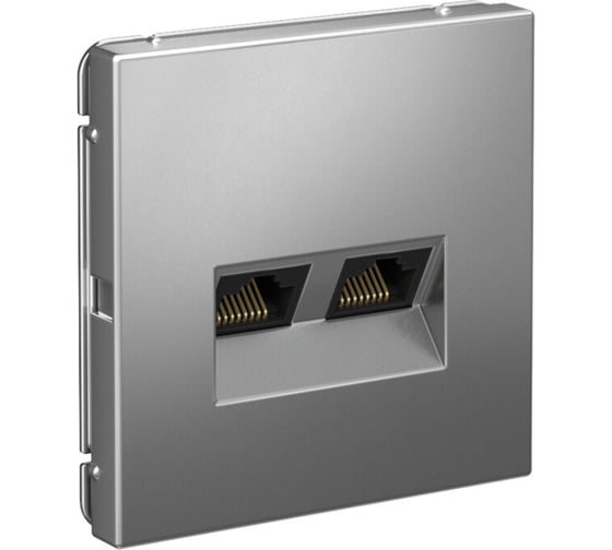 Розетка двойная компьютерная Systeme Electric ArtGallery Сталь RJ45+RJ45, кат.6А, механизм GAL000988