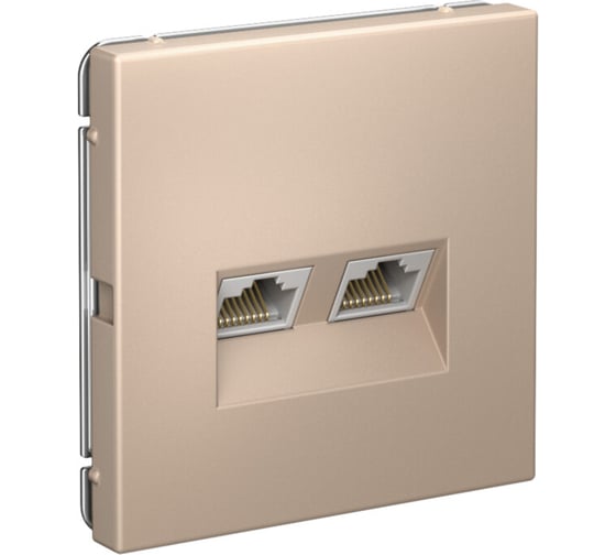Розетка двойная компьютерная Systeme Electric ArtGallery Песочный RJ45+RJ45, кат.6А, механизм GAL001288