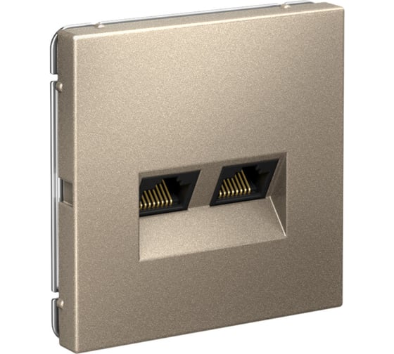 Розетка двойная компьютерная Systeme Electric ArtGallery Шампань RJ45+RJ45, кат.6А, механизм GAL000588