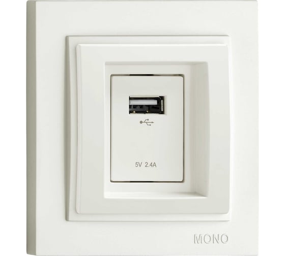 Розетка c USB ЗАРЯДКОЙ MONO ELECTRIC Despina Белый 102-190005-177 1