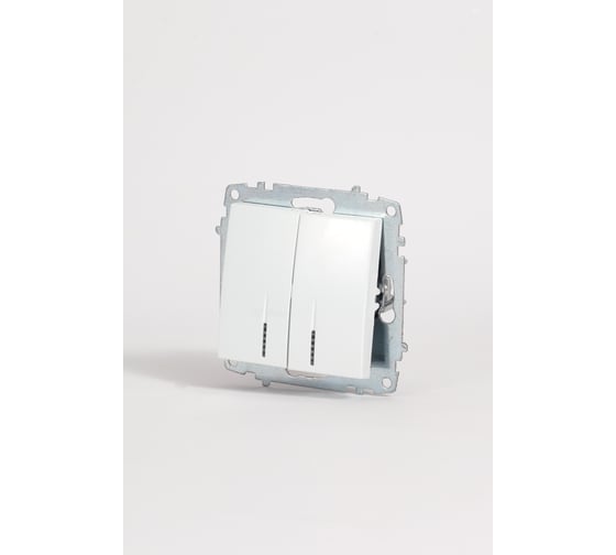 Выключатель двухклавишный Elbi Zena Vega белоснежный с подсветкой M+K 609-015600-203 1