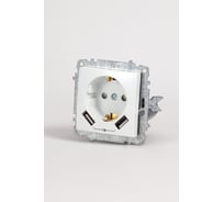 Два входа USB Elbi Zena Vega белоснежный для заряда устройства и розетка с заземлениям и защита от детей M+K 609-015600-317