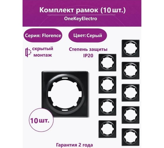 Комплект OneKeyElectro Рамка одинарная, цвет черный (10шт.) 7702212