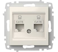 Розетка компьютерная двойная (Cat 6) Elbi Zena Vega белый M+K 609-010200-248