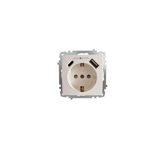 Розетка Elbi Zena Vega белый с/з зарядка (Type C+USB) 5V 2400 mA 609-010200-334
