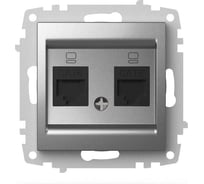 Розетка компьютерная Elbi Zena Vega Серый Металлик двойная ( Cat 6) M+K 609-011000-248