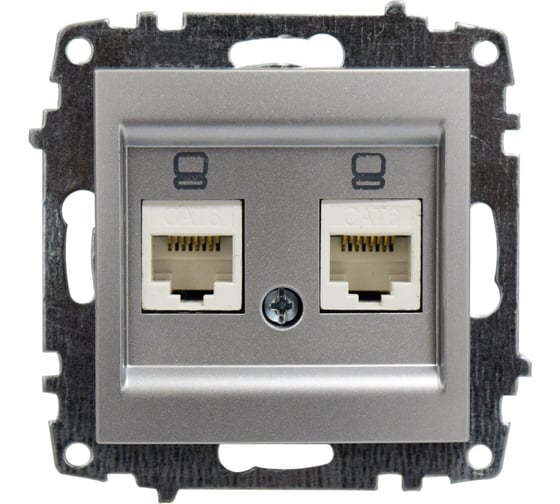 Розетка компьютерная Elbi Zena Vega Серый Металлик двойная ( Cat 6) M+K 609-011000-248