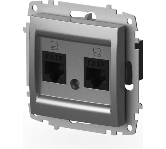Розетка компьютерная Elbi Zena Vega Серый Металлик двойная ( Cat 6) M+K 609-011000-248