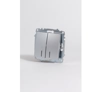 Выключатель Elbi Zena Vega Серый Металлик двухклавишный с подсветкой M+K 609-011000-203