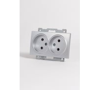 Розетка Elbi Zena Vega Серый Металлик 2-я без заземления M+K 609-011000-908