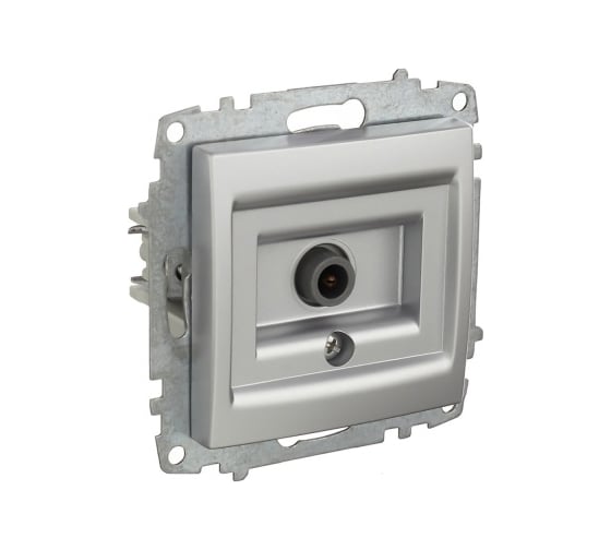 Розетка TV Elbi Zena Vega Серый Металлик с экраном (Проходная) M+K 609-011000-272