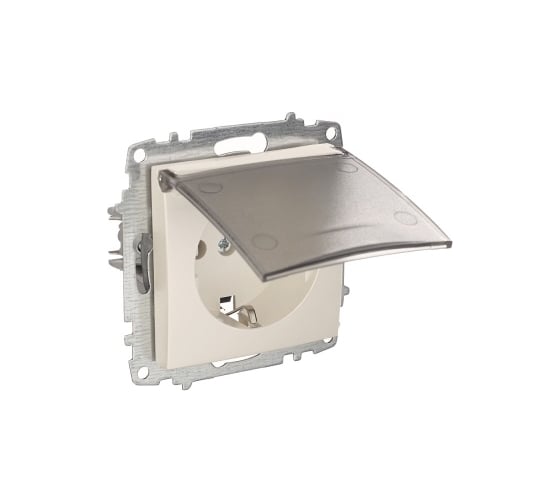 Розетка Elbi Zena Vega Слоновая Кость с крышкой и заземлением M+K 609-012500-218