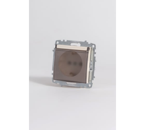 Розетка Elbi Zena Vega Слоновая Кость с крышкой и заземлением M+K 609-012500-218 1