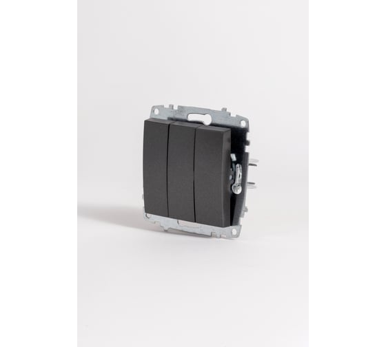 Выключатель трёх клавишный Elbi Zena Vega дымчатый 1 выход M+K 609-011100-254 1