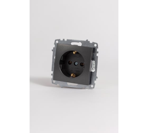 Розетка с заземлением Elbi Zena Vega дымчатый M+K 609-011100-217 1