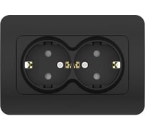 2-местная розетка Elbi Jazz Vantablack с заземлением с защитой от детей 508-014800-917