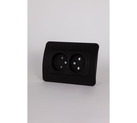 2-местная розетка Elbi Jazz Vantablack с защитными шторками 508-014800-918