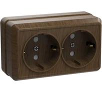 Розетка GENERICA 2местн. с з/к 16А откр.уст. ОКТАВА дуб ERO21-K04-16-DC