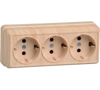 Розетка GENERICA 3местн. с з/к 16А откр.уст. ОКТАВА сосна ERO31-K03-16-DC