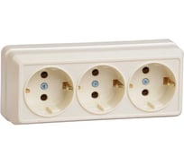 Розетка GENERICA 3местн. с з/к 16А откр.уст. ОКТАВА кремовый ERO31-K33-16-DC