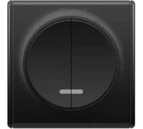 Комплект OneKeyElectro Выключатель двухклавишный с подсветкой (1 шт.); рамка (1 шт.), цвет черный 2242880