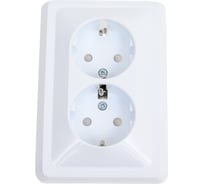 2-местная розетка с защитными шторками IEK ВЕГА РСш12-3-ВБ с заземляющим контактом, 16А, белый ERV24-K01-16-DM
