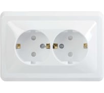 Розетка GENERICA 2местн. с з/к c защ.штор. 16А ВЕГА белый ERV24-K01-16-DM