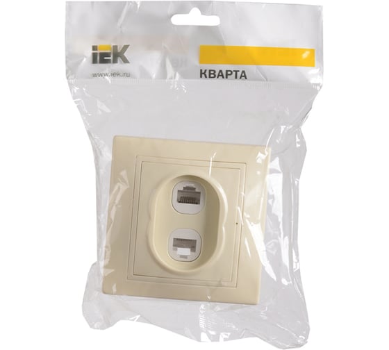 2-местная телефонная розетка IEK КВАРТА РТ12-ККм, кремовый ETK20-K33-DM