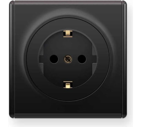 Комплект OneKeyElectro Розетка с заземлением, винтовые контакты (1 шт.); рамка (1 шт.), цвет черный 2242803