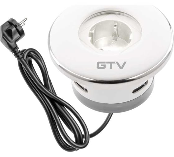 Удлинитель врезной GTV круглый с затвором SHUTTER, 1xSCHUKO, вилка провод 1,5M, цвет белый AE-GM1SSHU-10