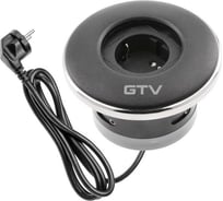 Удлинитель врезной GTV круглый с затвором SHUTTER, 1xSCHUKO, вилка провод 1,5M, цвет черный AE-GM1SSHU-20