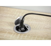 Удлинитель врезной круглый GTV CHARGER MINI, D-60MM, 1XFRENCH, 1XUSB/5V, вилка провод 1,9M, цвет серебро AE-BPW1U1UCH-53