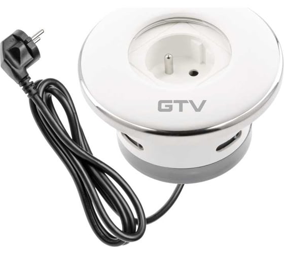 Удлинитель врезной круглый GTV с затвором SHUTTER, 1xFRENCH, вмлка провод 1,5M, цвет белый AE-GM1FSHU-10